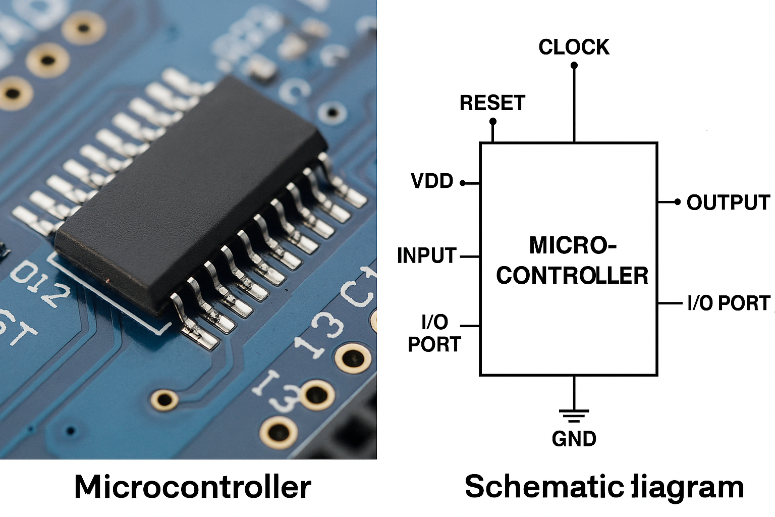 Microcontroller board and schematic diagram